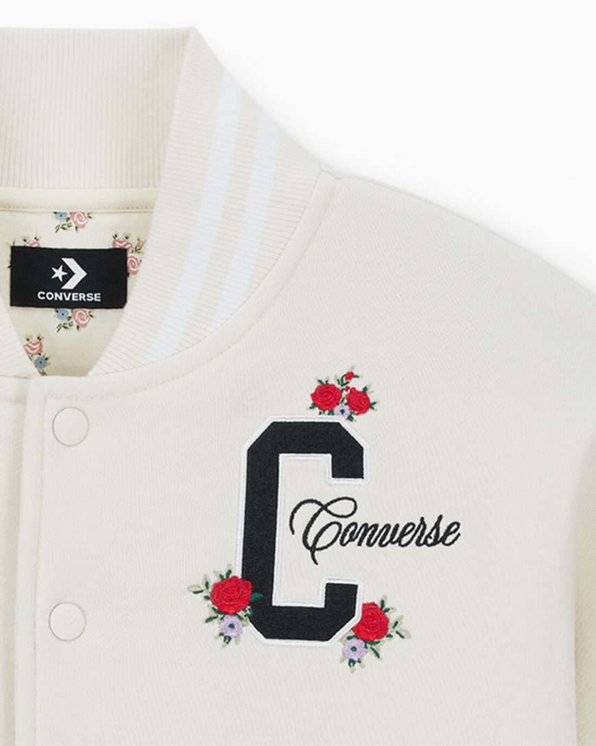 Bomber Bunda Converse Embroidered Rose Damske Béžové | SK HNUDR8